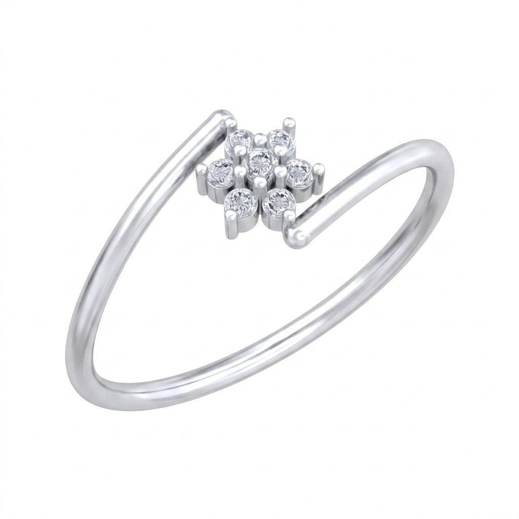 White gold and diamond with cluster setting on a white background