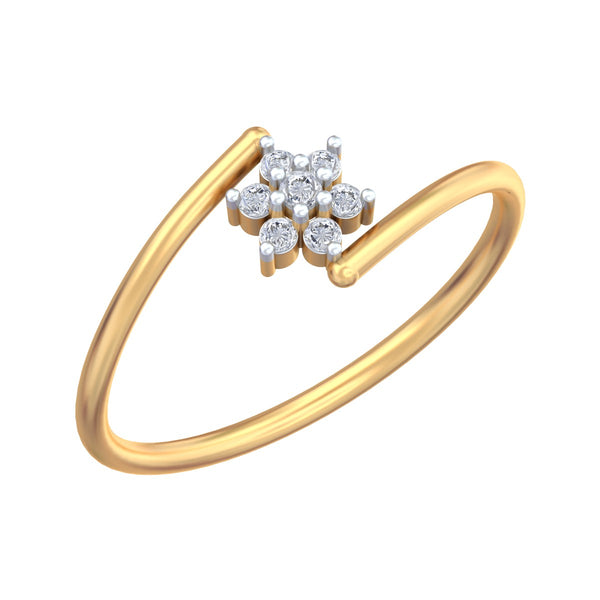 Gold & Diamond Floral Ring For Women KRC10694