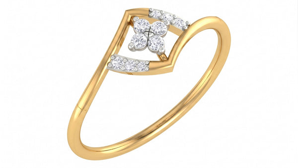 Gold & Diamond Floral Ring For Women KRC10709