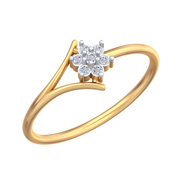 Gold & Diamond Cluster Ring For Women KRC10712
