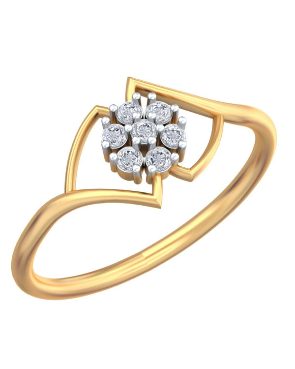 Gold & Diamond Floral Ring For Women KRC10714