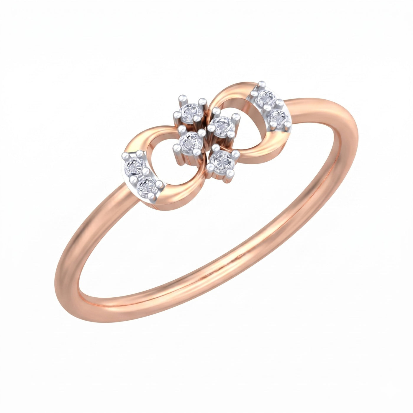 A rose gold and diamond women's ring, shown on a plain white background.
