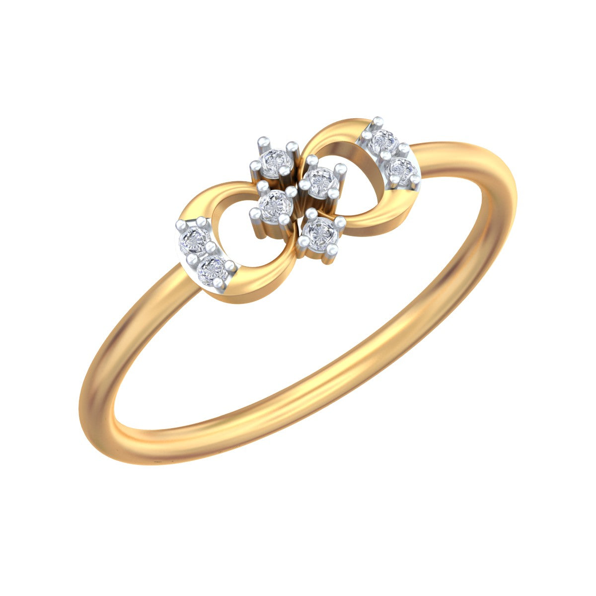 A yellow gold and diamond women's ring, shown on a plain white background.