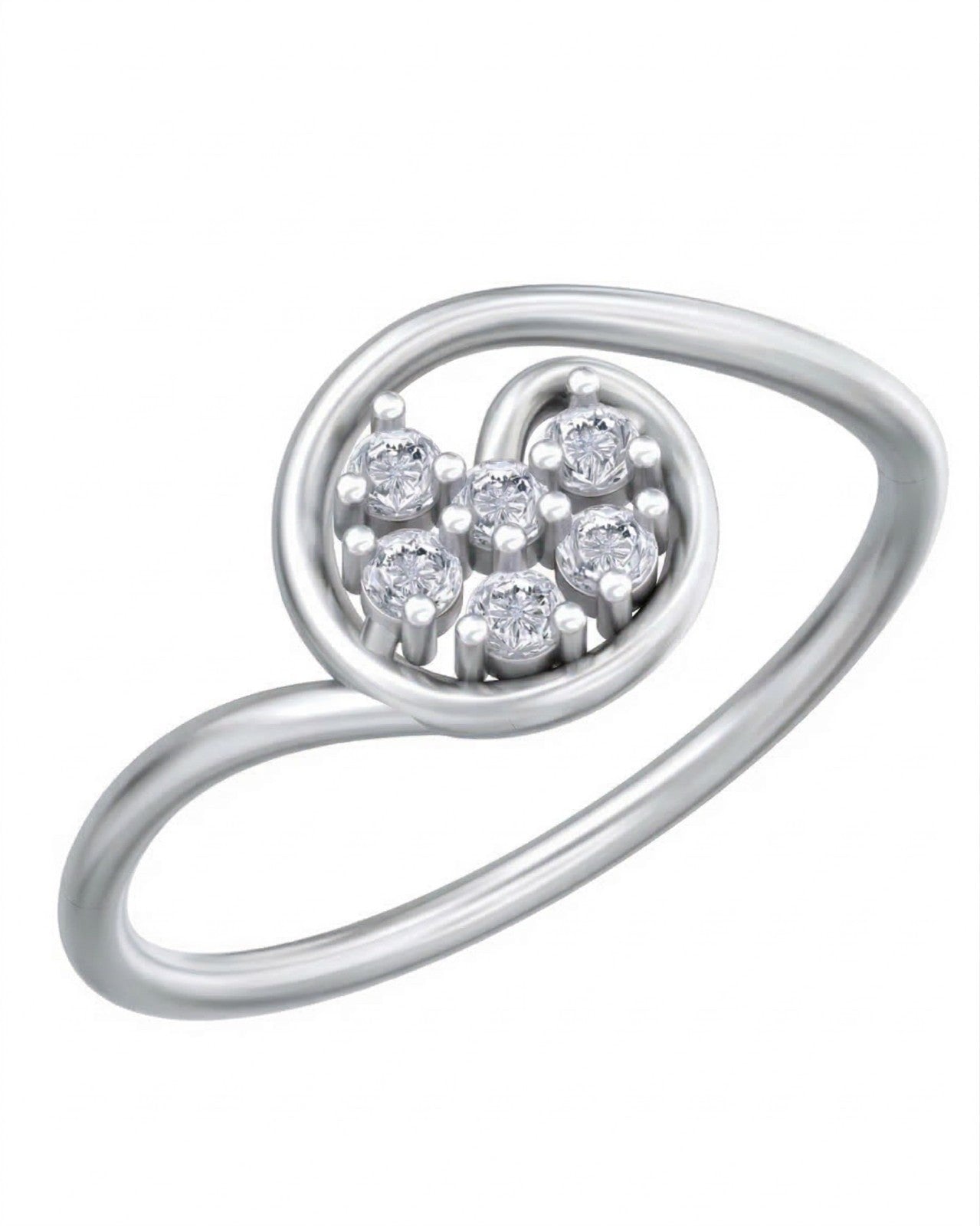 White gold and diamond with cluster setting on a white background.