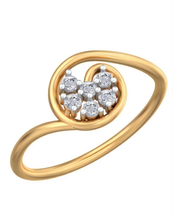 Gold & Diamond Floral Ring For Women KRC10716