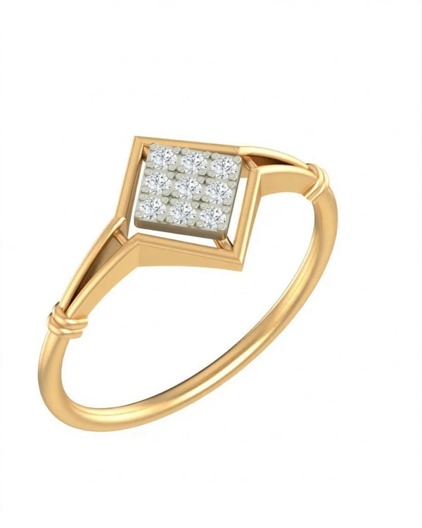 Gold & Diamond Cluster Ring For Women KRC10718