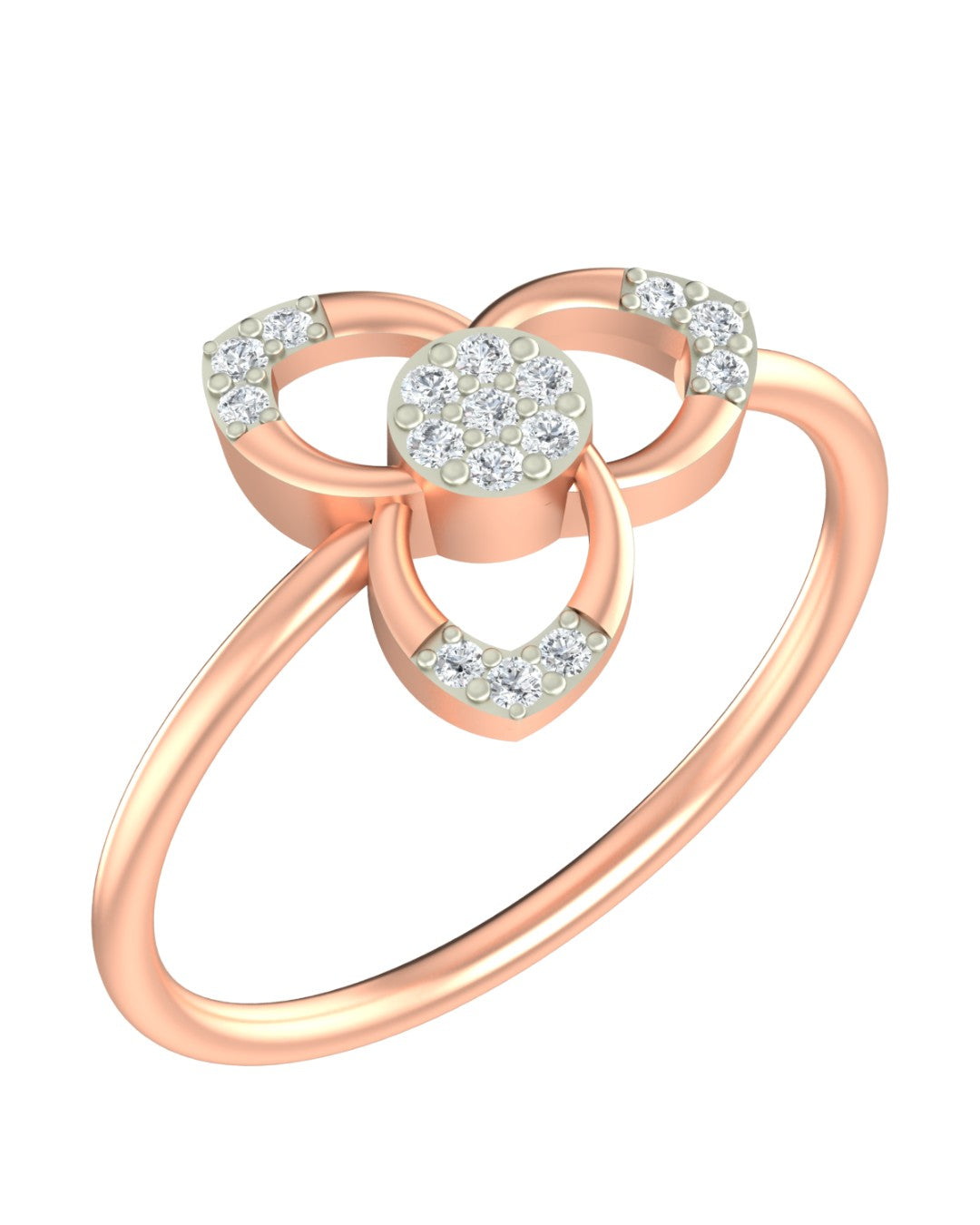 Rose gold and diamond with floral design on a white background.