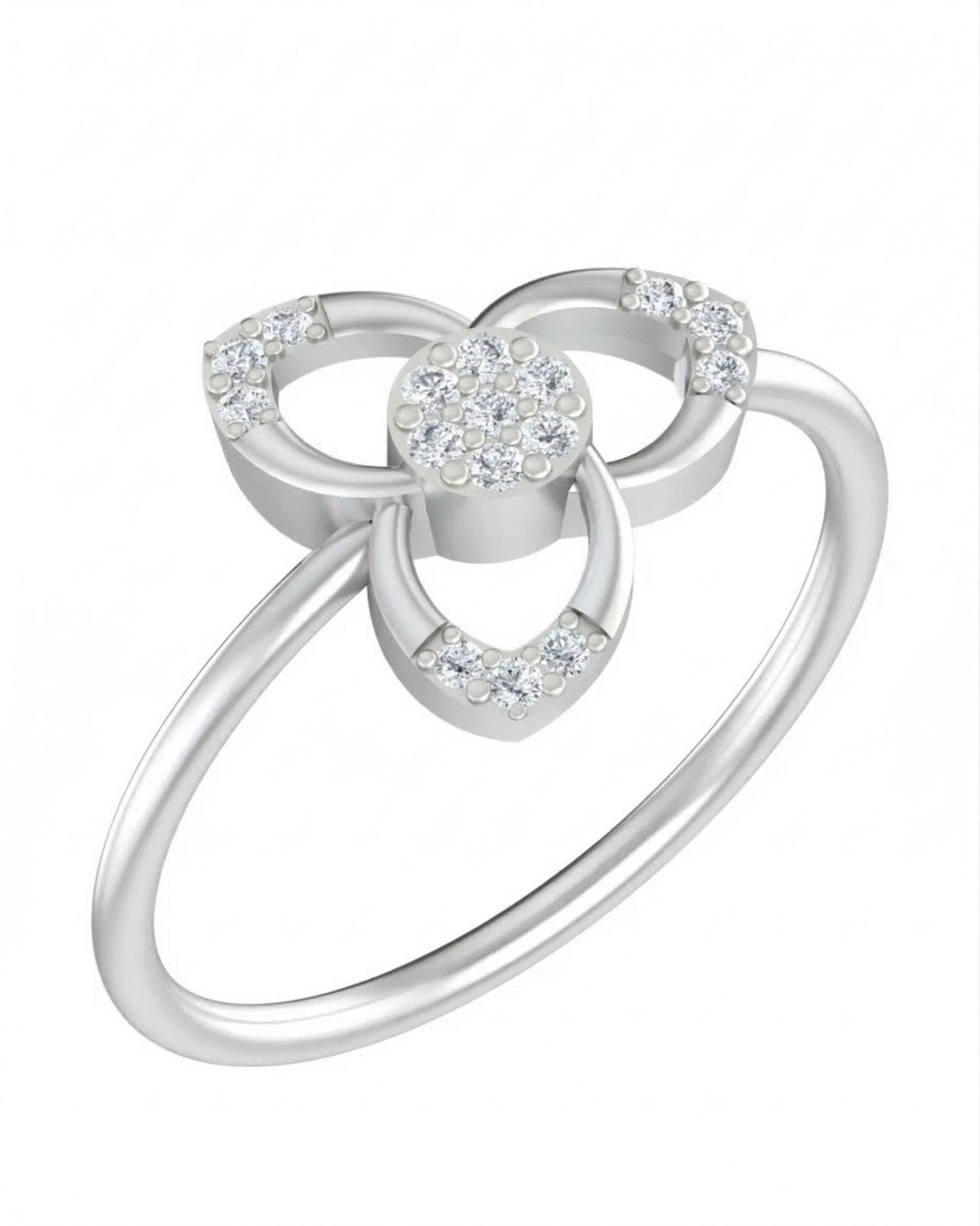 White gold and diamond with floral design on a white background.