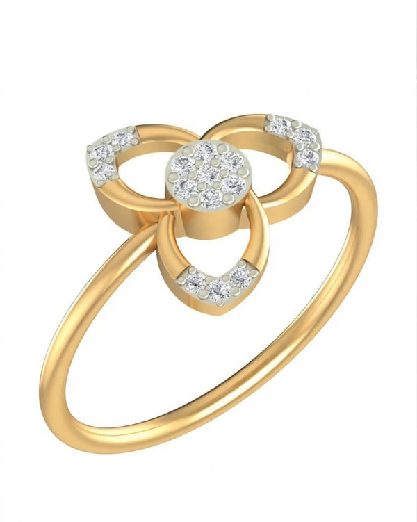 Gold & Diamond Floral Ring For Women KRC10720