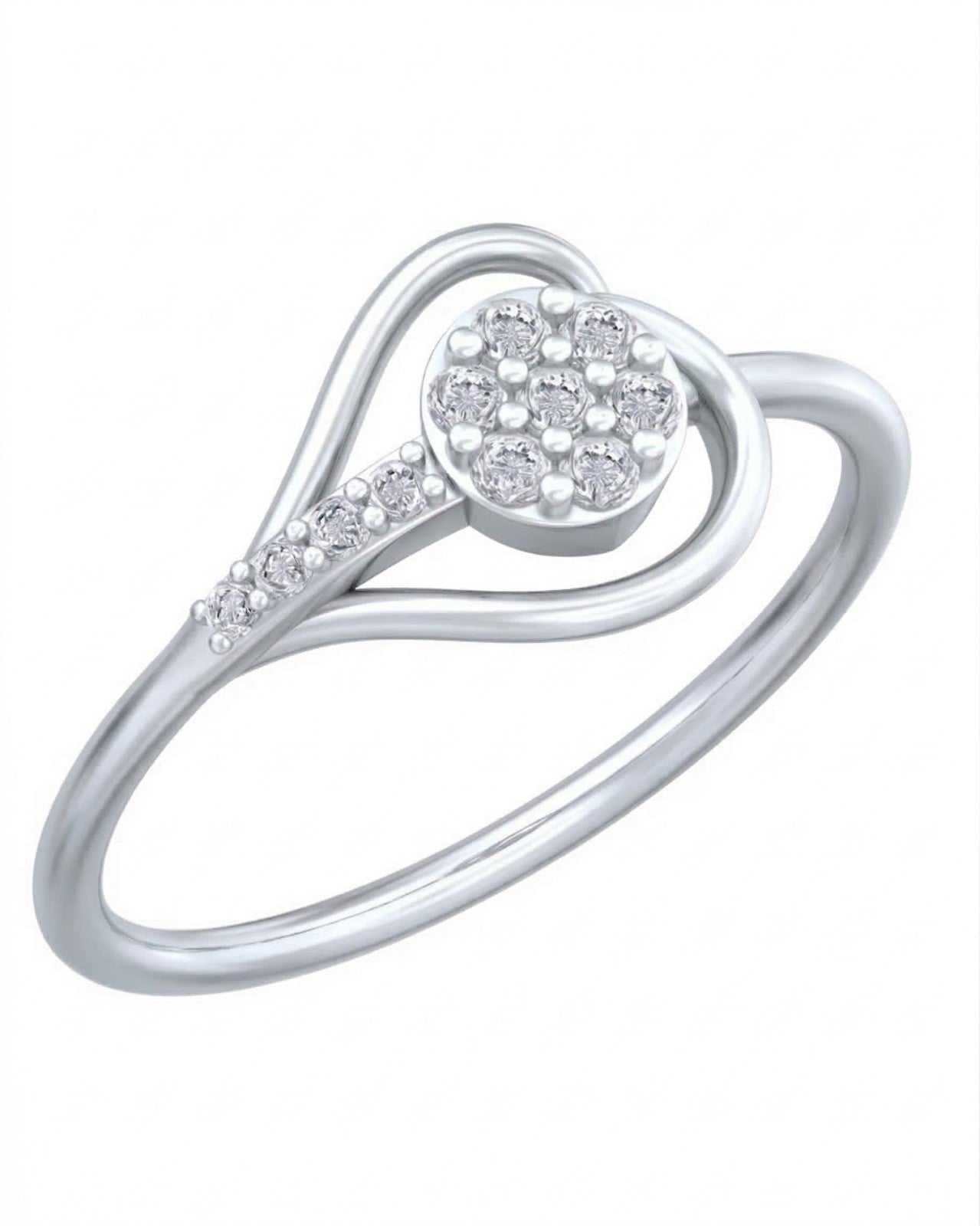 White gold and diamond with cluster setting on a white background.