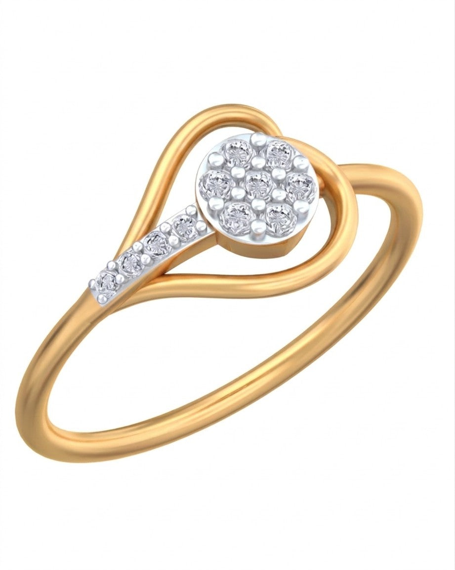 Yellow gold and diamond with cluster setting on a white background.
