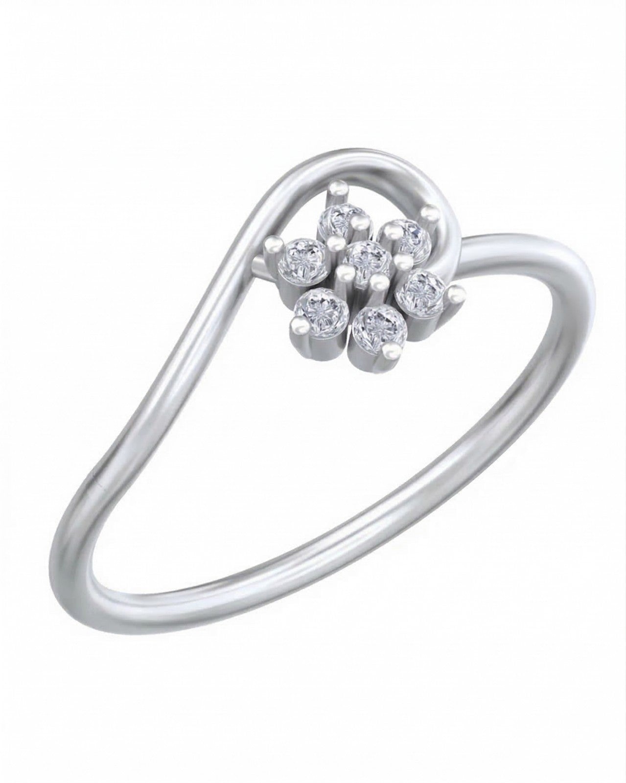 White gold and diamond with floral design on a white background