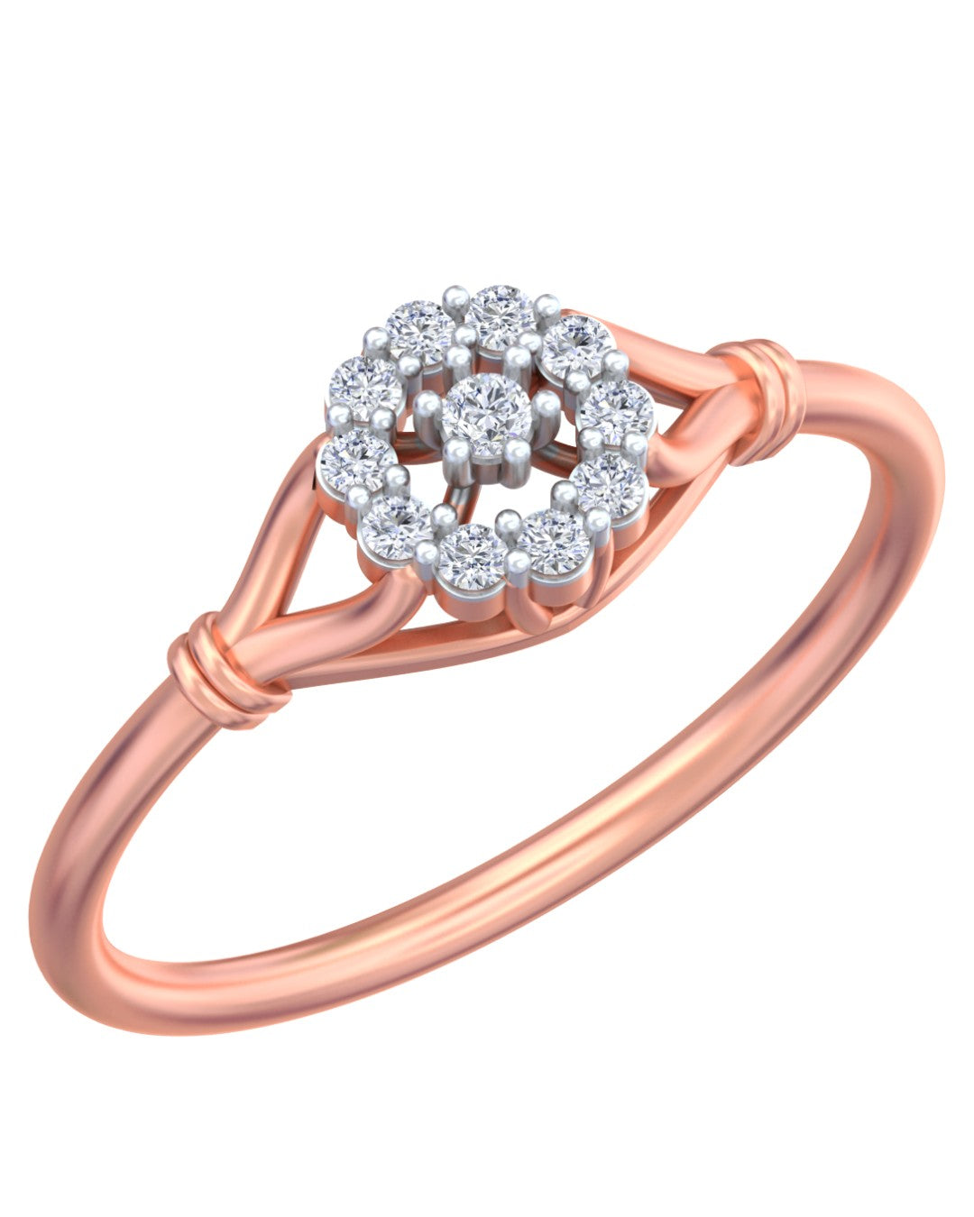 Rose gold and diamond with floral design on a white background