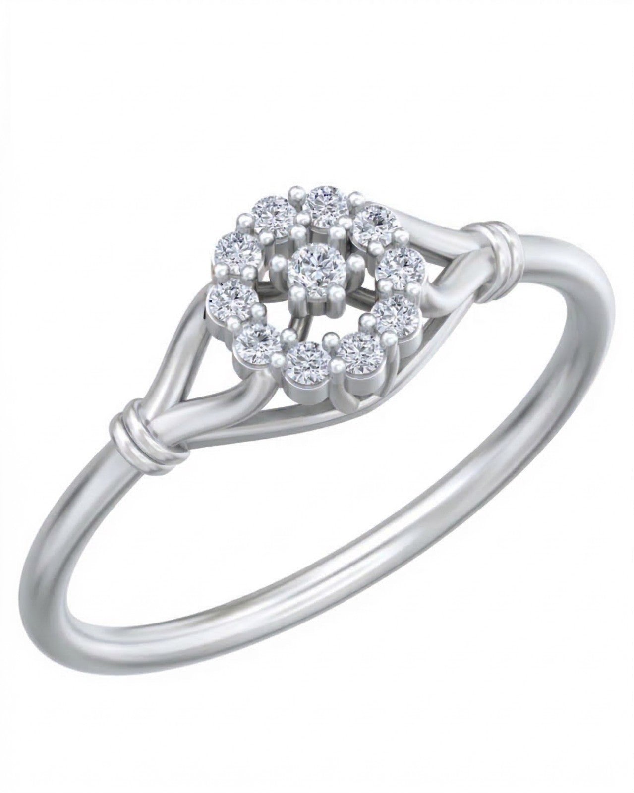 White gold and diamond with floral design on a white background