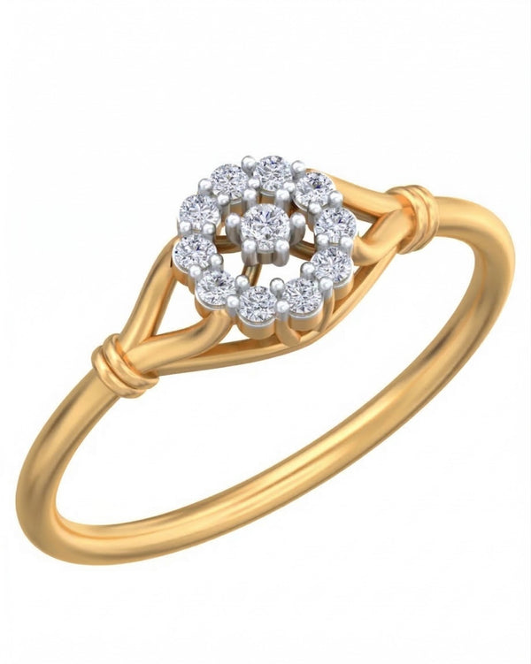 Gold & Diamond Floral Ring For Women KRC10724