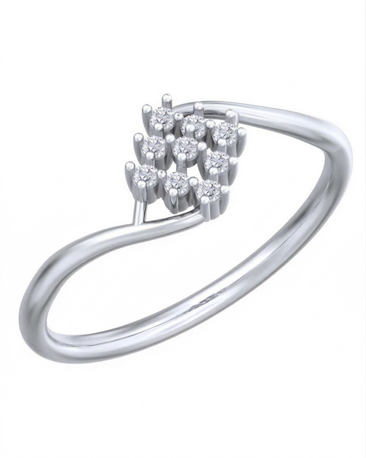 A white gold and diamond ring with a cluster, shown on a plain white background.