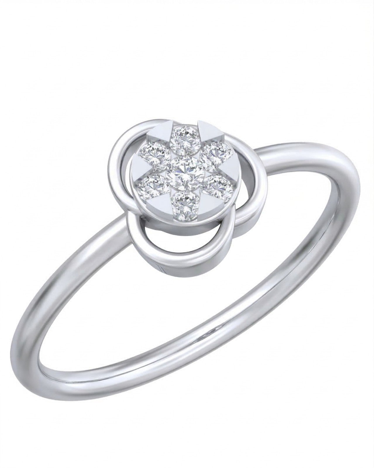 White gold and diamond with floral cluster on a white background