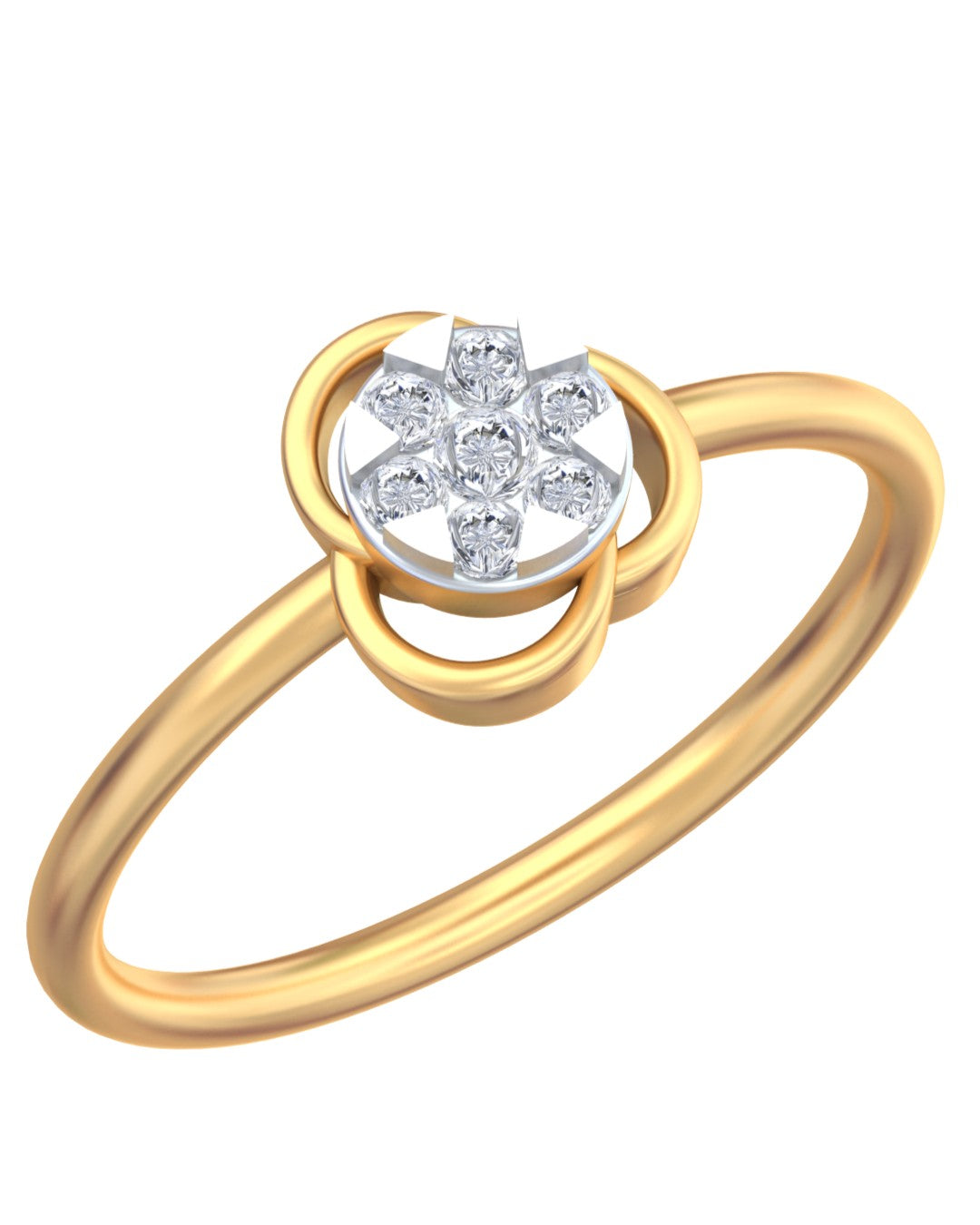 Yellow gold and diamond with floral cluster on a white background