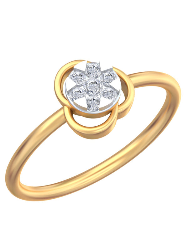 Gold & Diamond Floral Ring For Women KRC10738