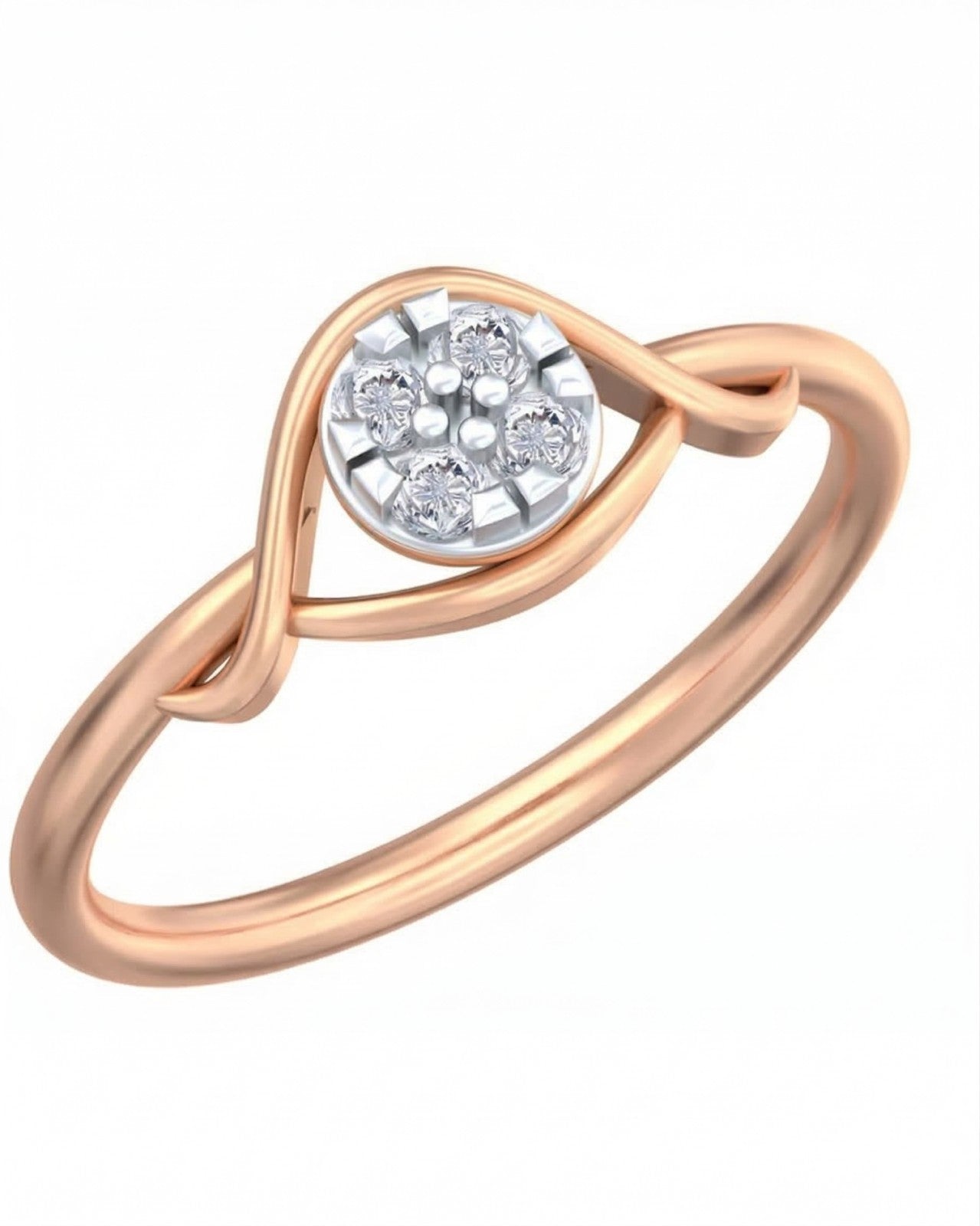 Rose gold and diamond with cluster setting on a white background