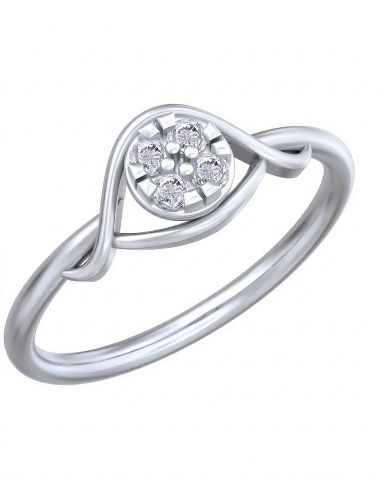 White gold and diamond with cluster setting on a white background