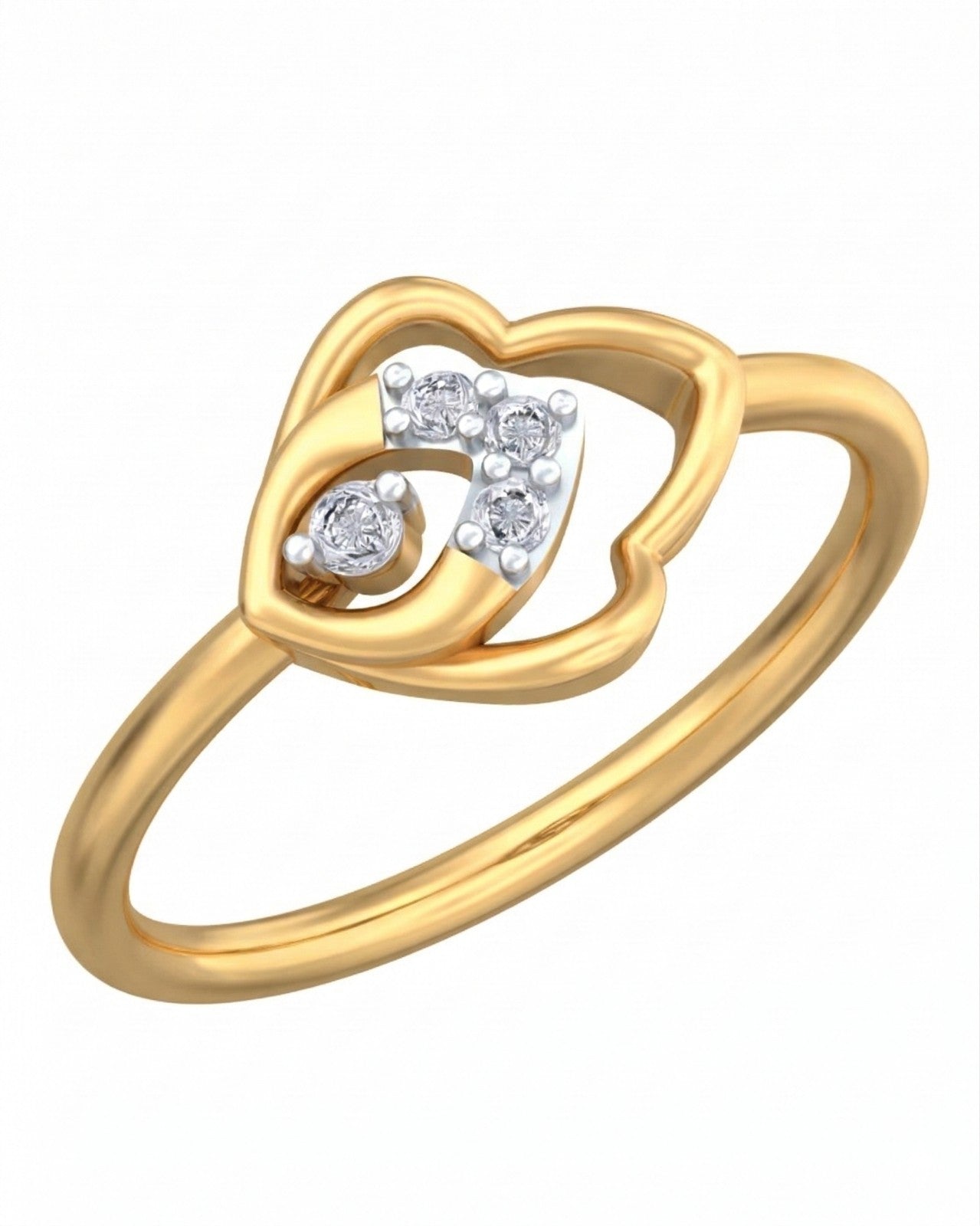 Yellow gold and diamond with floral-design on a white background.