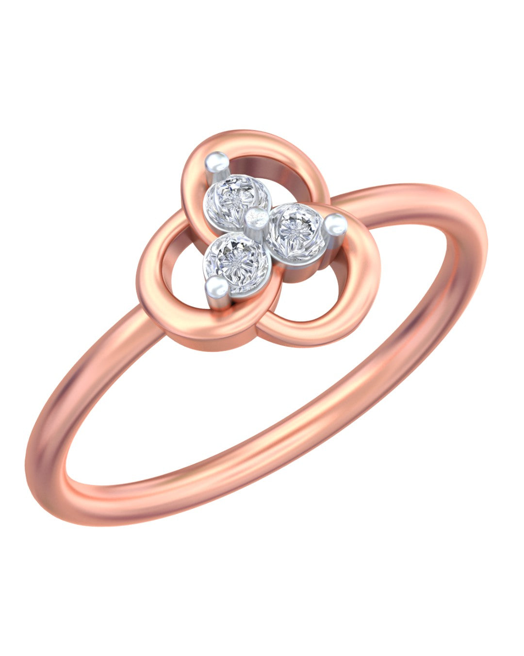 Rose gold and diamond with floral on a white background.