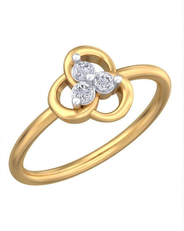 Gold & Diamond Floral Ring For Women KRC10747