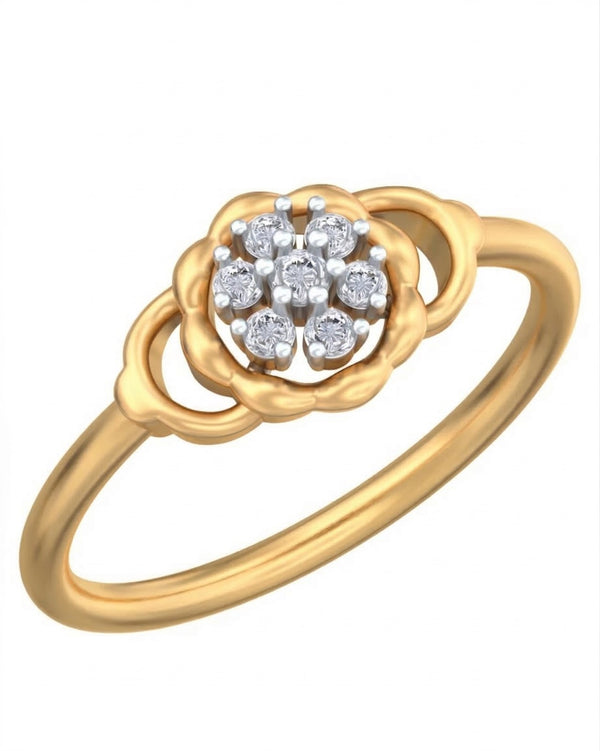 Gold & Diamond Floral Ring For Women KRC10748