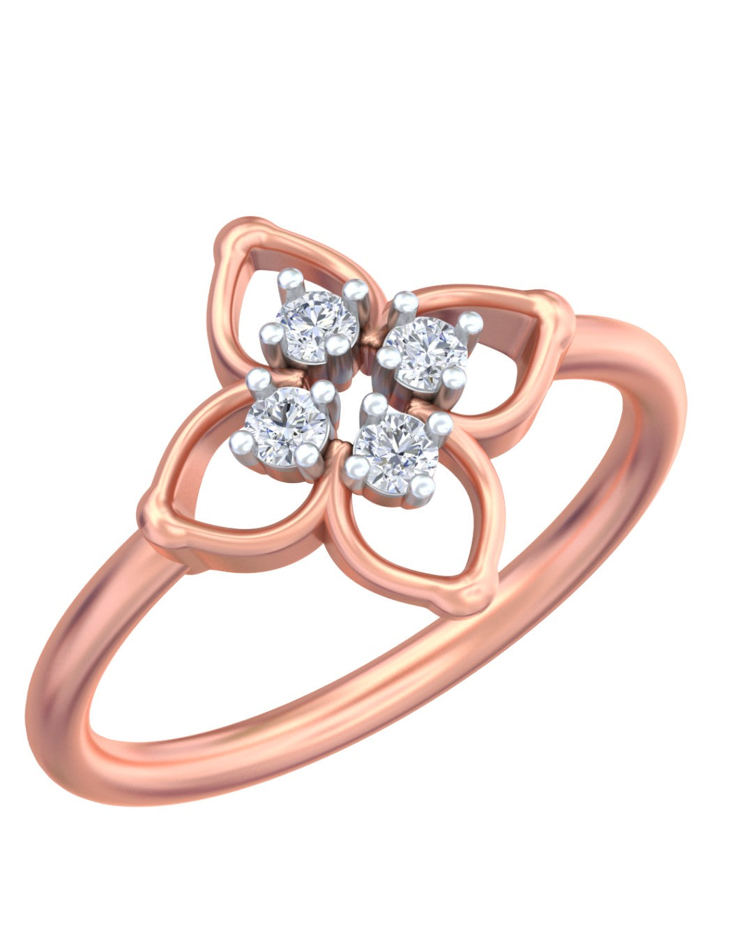 Rose gold and diamond with floral design on a white background.