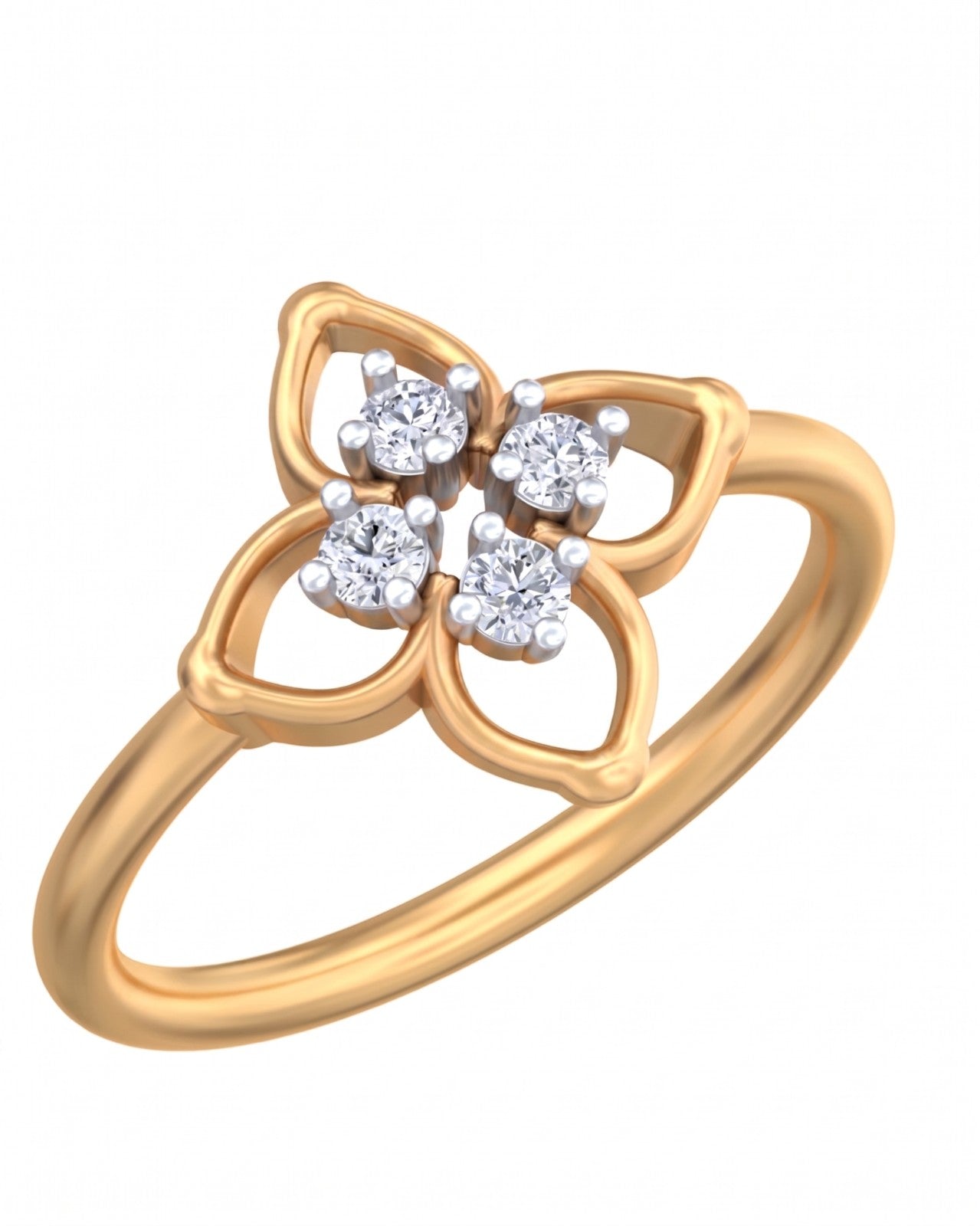 Yellow gold and diamond with floral design on a white background.