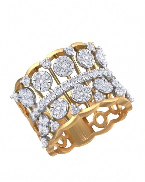 Gold & Diamond Cocktail Ring For Women KRC10756