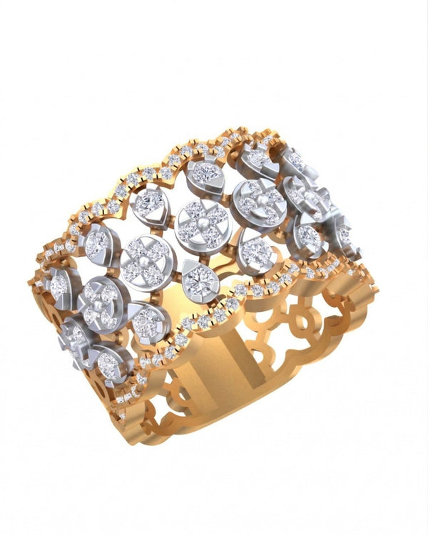 Gold & Diamond Cocktail Ring For Women KRC10758