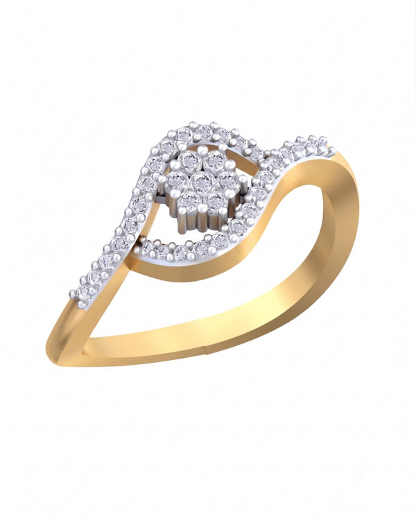 Gold & Diamond Cluster Ring For Women KRC10769