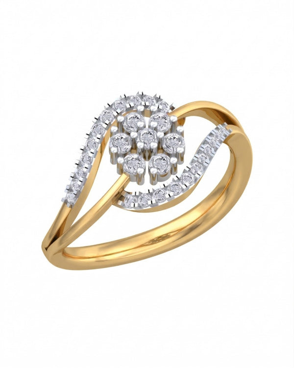 Gold & Diamond Cluster Ring For Women KRC10770