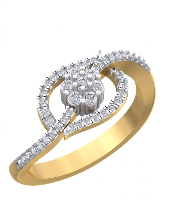 Gold & Diamond Floral Ring For Women KRC10771