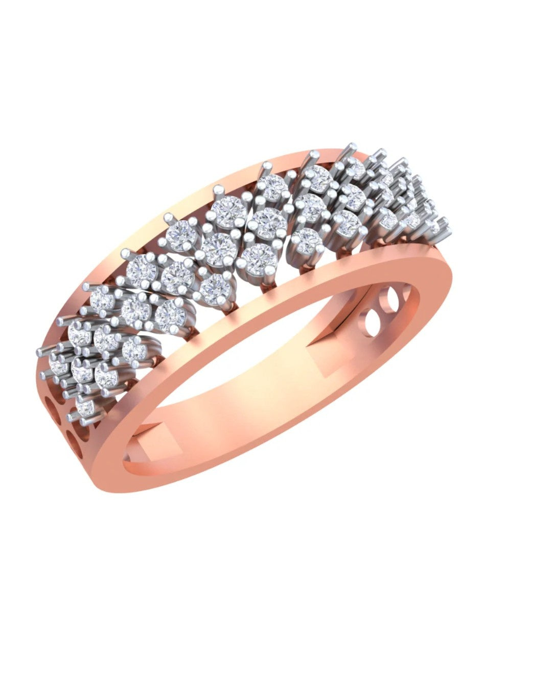 A rose gold and diamond eternity-style ring, shown on a plain white background.