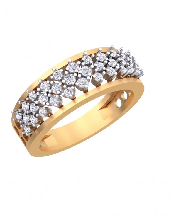 महिलाओं के लिए 18K गोल्ड और डायमंड बैंड रिंग KRB10268