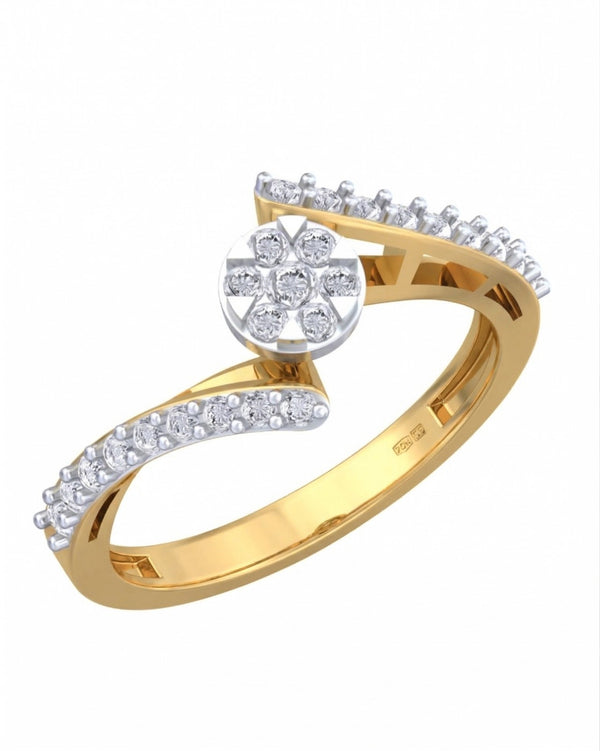 Gold & Diamond Cluster Ring For Women KRC10774