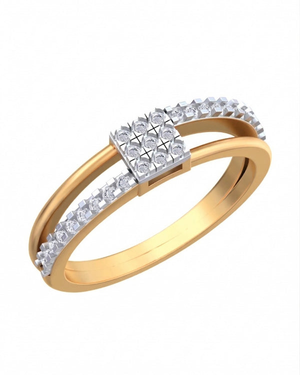 महिलाओं के लिए 18K गोल्ड और डायमंड बैंड रिंग KRB10271