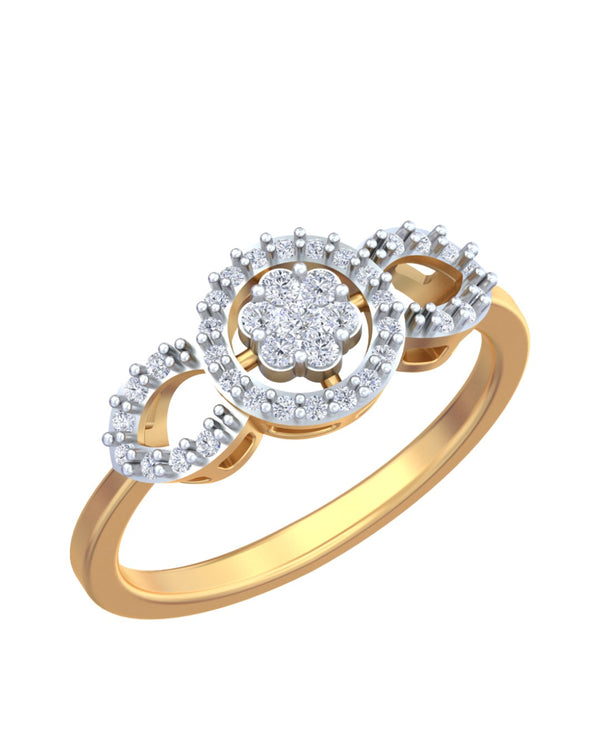 Gold & Diamond Floral Cluster Ring For Women KRC10779