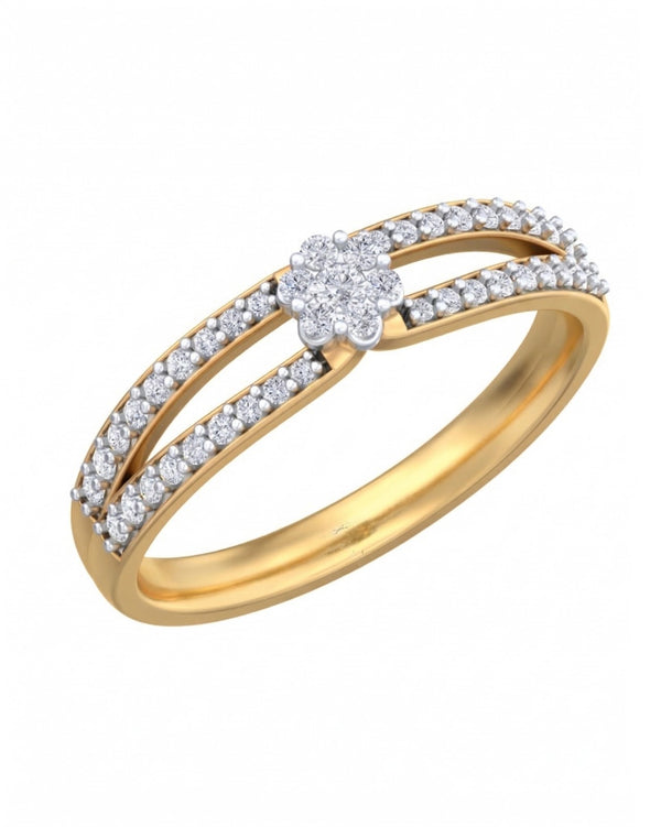 Gold & Diamond Floral Ring For Women KRC10784
