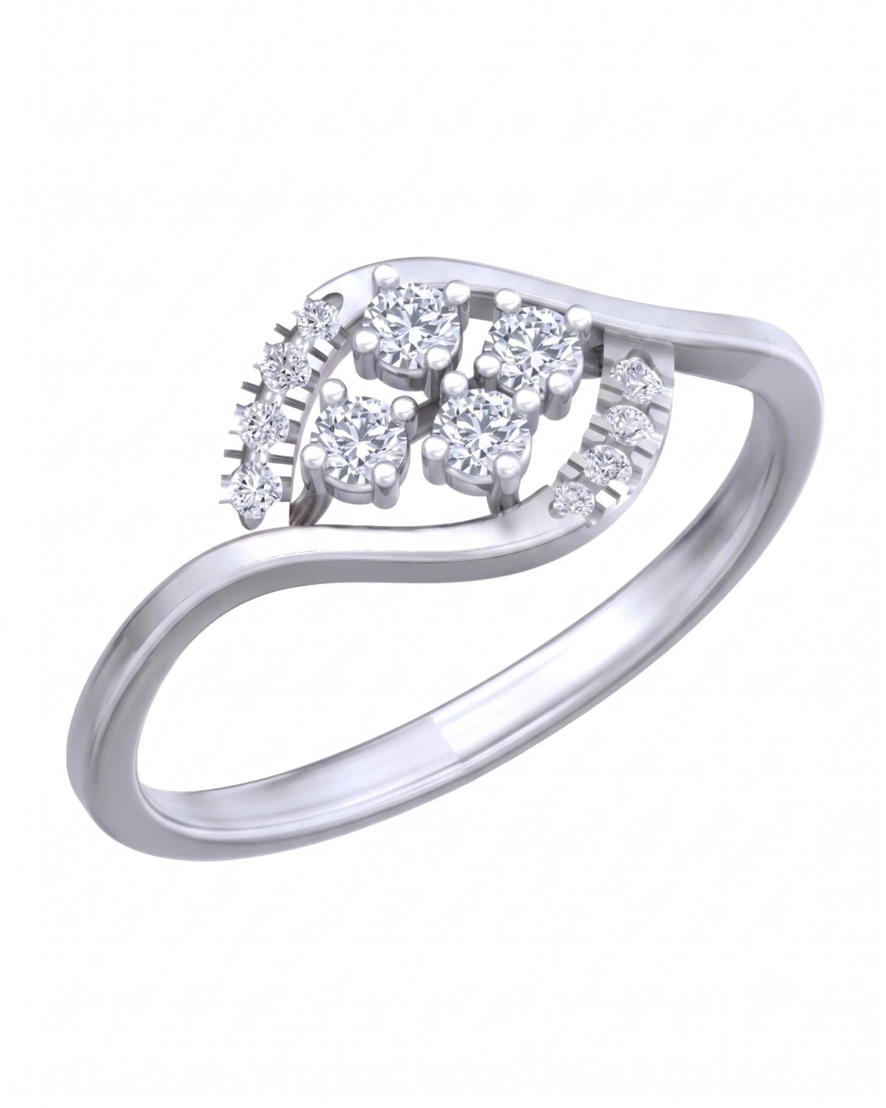 White gold and diamond with cluster setting on a white background.
