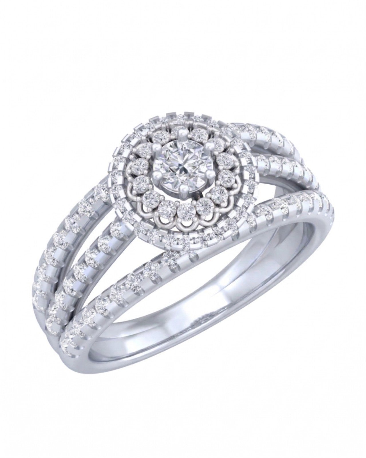 White gold and diamond with cocktail design on a white background.