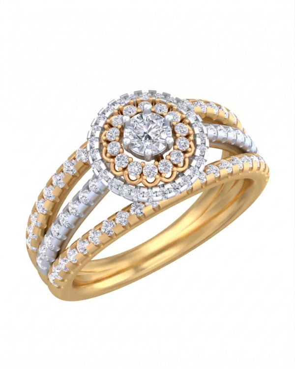 Gold & Diamond Cocktail Ring For Women KRC10792