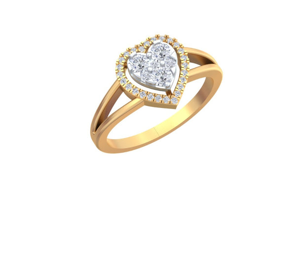 Gold & Diamond Heart-Shaped Ring For Women KRC10795