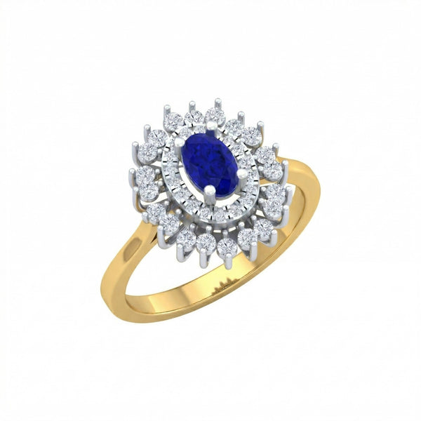 Gold & Diamond Gemstone Ring For Women KRC10798