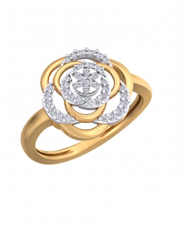 Gold & Diamond Floral Ring For Women KRC10803
