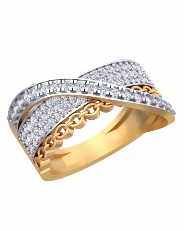 Gold & Diamond Half Eternity Ring For Women KRC10809