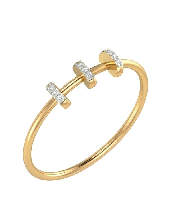 Gold & Diamond Lightweight Ring For Women KRC10819